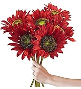 Ruidazon 6 Pcs Artificial Silk Sunflowers, 18” Fake Faux Sunflower Bulk Artificial Flowers Bouque...