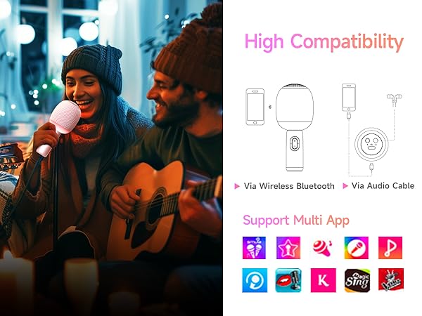 karaoke microphone wireless connect TV