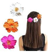 3Pcs Multicolor Hawaiian Flower Hair Clips for Women Plumeria Hibiscus Hair Clip Artificial Flowe...