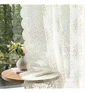 MIULEE Vintage Lace Curtains 84 Inches Long 2 Panels Victorian Decorative Floral Scalloped Ruffle...