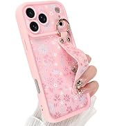 Jefonha Compatible with iPhone 17 Pro Max Case with Finger Hand Strap for Girls Women, Cute Flowe...
