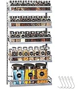X-cosrack Wall Mount Spice Rack Organizer 5 Tier Height-Adjustable Hanging Spice Shelf Storage fo...