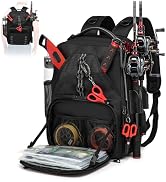 oinitiry Fishing Tackle Backpack,Tackle Bags with 2 Rod Holders,Water-Resistant Tackle Bag Storag...