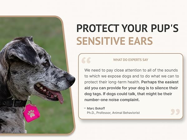 Silent dog tag cover designed to protect sensitive dog ears