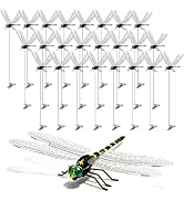 24 Pack 3D Dragonfly Clips, Fake Dragonflies with Stakes, Realistic Plastic Dragonfly Garden Deco...
