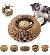 MAXTOOA Magnetic & Reversible Cat Cardboard Scratcher, Cat Toys for Indoor Cats, Collapsible Ball...