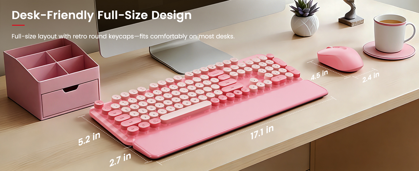 Full-size keyboard giving you a complete layout without taking over your workspace.