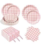 Yinbanban 96 Pcs Party Supplies Paper Plates 9 inch & 7 inch,Paper Napkins Disposable Plastic For...