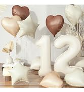 12th Birthday Balloons for Girls, Large Foil Beige Cream Sand White Neutral 12 Balloon, Nude Tan ...
