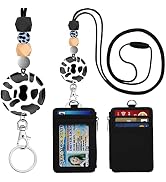 Cow Print Lanyards for Id Badges and Keys, Cute ID Badge Holder with Lanyard, Silicone Beaded Bre...