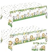 QIYANPAX 4 Pack Jungle Safari Tablecloths, Wild One Table Cover, Animals Plastic Plastic Table Cl...