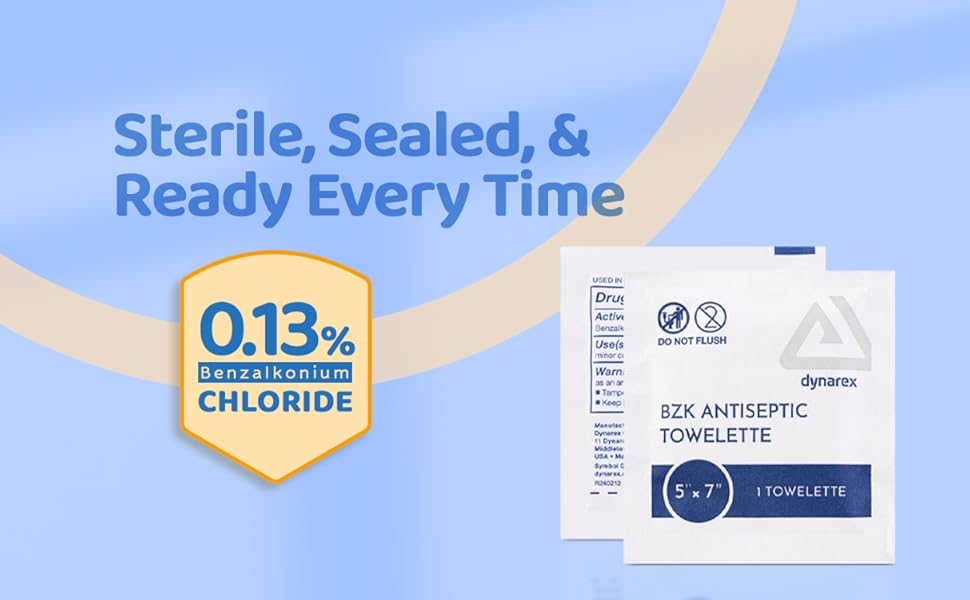 dynarex sterile sealed and ready every time bzk antiseptic towelette benzalkonium chloride .13%