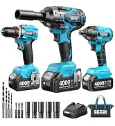Seesii Impact Wrench Drill Driver,Power Tool Combo Kit For Car Home DIY | 1000N.m Impact Gun,1/4"...