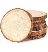 Philorn Wooden Circles for Centerpieces 6Pcs 6.3-7 inch Wood Slices Tree Stump Decor with Bark, W...