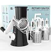Cambom Manual Rotary Cheese Grater Cheese Shredder with Strong Suction Base, Round Mandoline Slic...