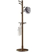 Vlush Sturdy Wooden Coat Rack Stand, Entryway Hall Tree Coat Tree with Solid Round Base for Hat,C...