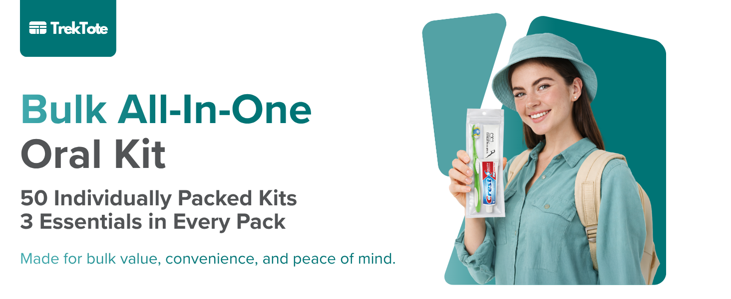 Trektote Toothpaste and Toothbrush Set- 6 Piece Dental Care Kit TSA Compliant