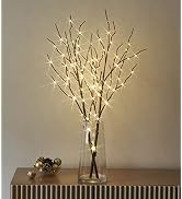 LITBLOOM Lighted Brown Willow Branches 32IN 100 LED with Timer Battery Operated, Tree Branch with...