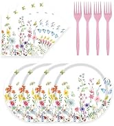 KFJBPB 72 Pcs Wildflower Paper Plates and Napkins Party Supplies, Floral Party Plates and Napkins...