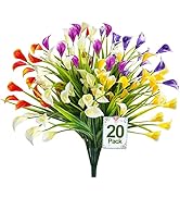 TURNMEON 20 Bundles Calla Lily (400 Heads) Artificial Flowers for Outdoors, Fake Plants UV Resist...