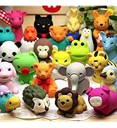 URSKYTOUS 35Pcs Animal Erasers Kids Pencil Erasers Bulk Puzzle Erasers Desk Pets Mini Take Apart ...