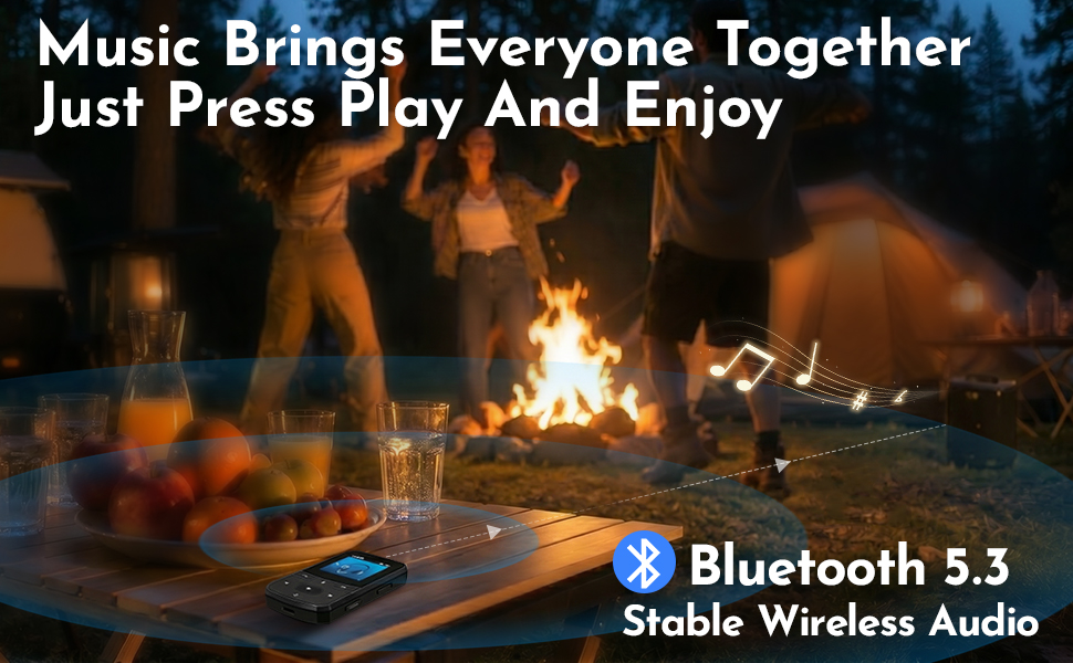 Clip On Music Player with Bluetooth Auto Reconnect Workouts Early Walks Camping Studying Commuting
