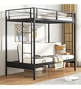 Giantex Twin Over Twin Futon Bunk Bed, Convertible Metal Bunk Bed with Futon Frame, 2 Ladders & S...