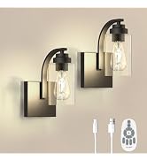 LOZNDA Battery Operated Wall Sconce Set of 2 | Remote Control, Rechargeable Wireless Wall Lamp, W...