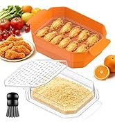XL Batter Bowl with Lid,10-11Qt Dual-Sifter Breading Bowl for Fried Food Chicken Seafood Shrimp,M...