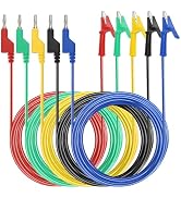 Sumnacon Multimeter Banana Plug to Crocodile Alligator Clip Test Probe, 5PC 4mm Stackable Colorfu...
