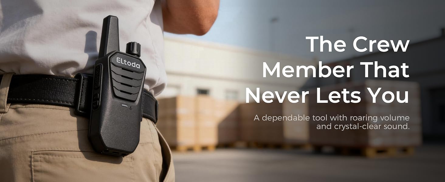 Walkie-talkie hanging on belt