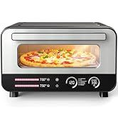 Sweetcrispy 1600W Electric Pizza Oven with Digital Display, 6 Preset Functions, 750°F High Heat, ...