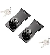 2 Packs Keyed Hasp Locks Twist Knob Keyed Locking Hasp for Small Doors, Cabinets and More,Stainle...