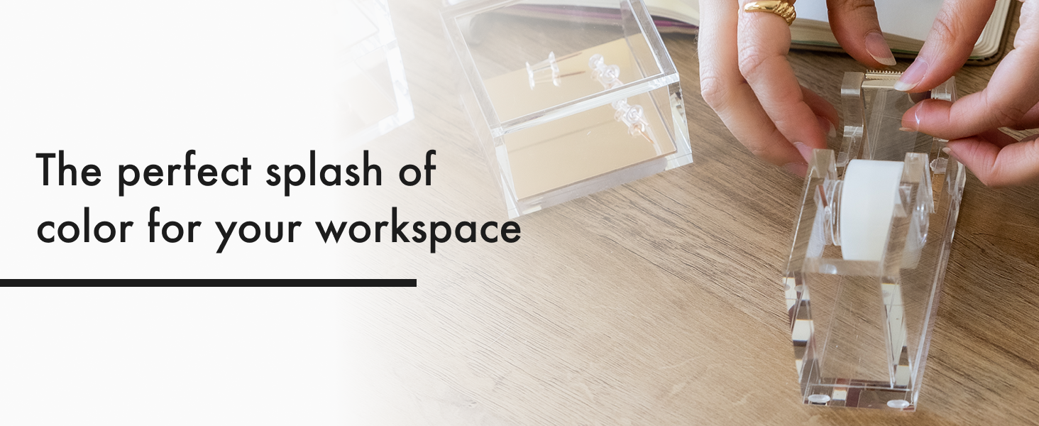 Acrylic tape dispenser Clear tape Silver Non-slip Heavy-duty Modern Desk Organizer Cute Office Gift