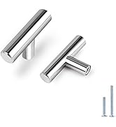 Probrico 5 Pack | Polished Chrome Cabinet Knobs Single Hole T Bar, Euro Style Kitchen Bathroom Dr...