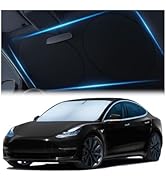 Magnelex Tesla Windshield Sun Shade (Model 3/Y), Reflective Polyester Blocks Heat & Sun, Foldable...