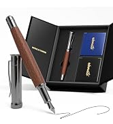WEMATE Fountain Pen Set, Fine Nib, 20 Ink Cartridges(10 Black&10 Blue), 1 Ink Converter, Smooth W...