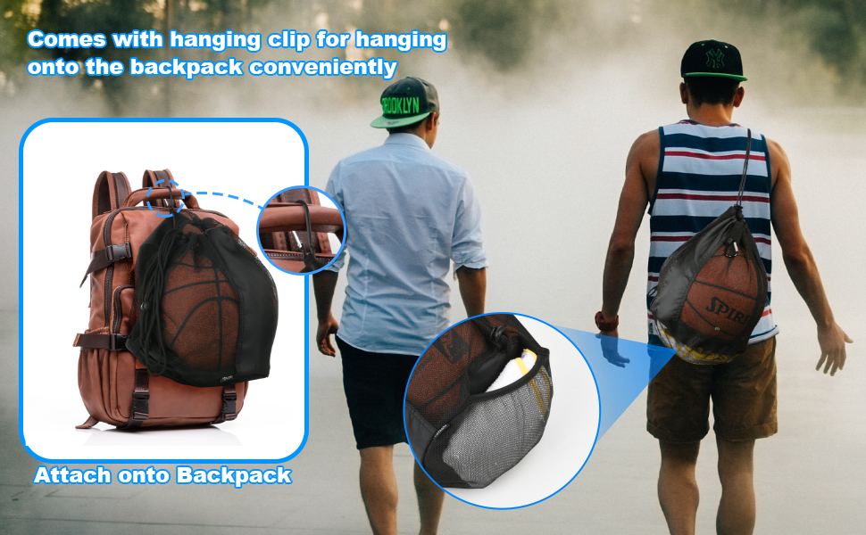 Basketball Bag Single Ball Sports Bag Mesh Bag Backpack Drawstring Crossbody Sling Bag