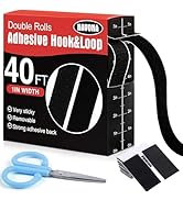 40Ft x 1 Inch Hook and Loop Strips with Adhesive, Double Rolls of Heavy Duty Self Adhesive Tape w...