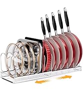 MUDEELA Pot Rack - Expandable Pots and Pans Organizer under Cabinet, Pot Lid Organizer Holder wit...