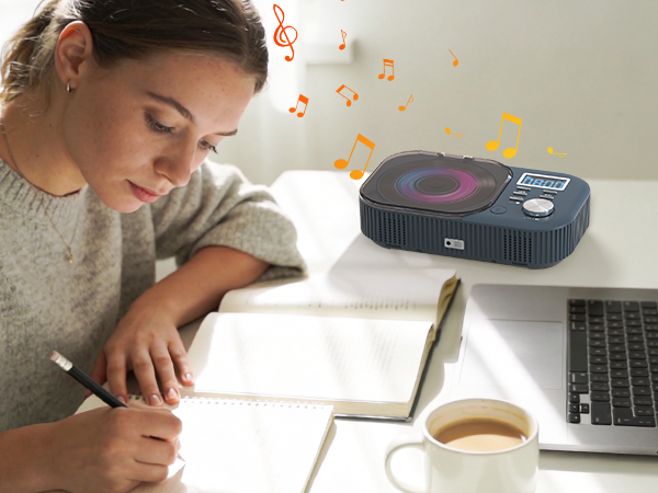 MONODEAL Portable CD Player with Dual Stereo Speakers
