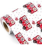 WRAPAHOLIC Valentines Day Wrapping Paper Kids - Mini Roll - 17 Inch x 16.5 Feet - Love Bus Cat Ki...