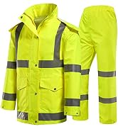 iCreek High Visibility Rain Suits for Men and Women Reflective Coats Safety Jacket and Pants Suit...