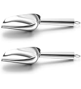 TeamFar Mini Scoop Set of 2, 3 Oz Small Ice Canister Candy Scoops - Silver | Stainless Steel Jar ...
