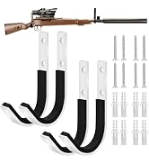 White Gun Rack Storage Wall Mount Shotgun Rifle Hook Horizontal Metal Gun Hanger for Any Rifles S...
