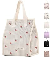 TELLUMO Minimalist Lunch Bag for Women Men Cute Lunch Bag Corduroy Insulated Lunch Box with Large...