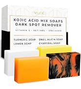 VALITIC Kojic Acid Soap Bars - Turmeric, Snail Mucin, Charcoal and Lemon - Holiday Skin Care Beau...