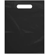 Purple Q Crafts Plastic Bag with Die Cut Handle Bag 9" x 12"Black Plastic Merchandise Bags 100 Pa...
