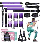 Pilates Bar Kit with Resistance Bands, Multifunctional Yoga Pilates Bar with Heavy-Duty Metal Adj...