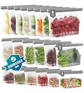 IDEATECH Food Storage Containers, BPA Free PEVA Reusable Gallon Freeezer Bags, Reusable Quart Siz...